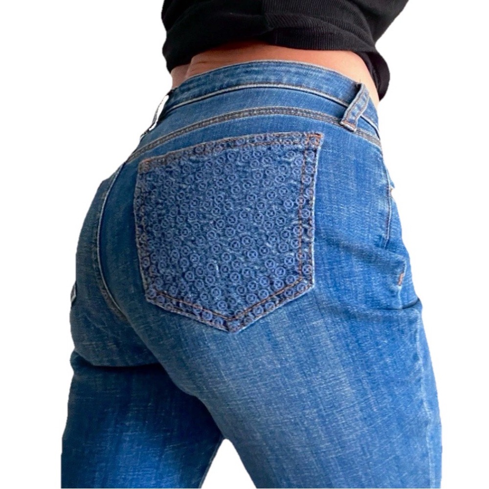 Chico’s Jeans Size 4 0 So Slimming Girlfriend Ankle Eyelet Hem Skinny slim New - Picture 2 of 10